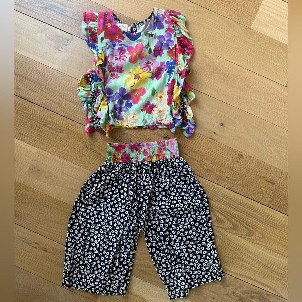 Toddler Girls Floral Top and Printed Pants